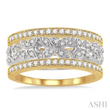 1/2 ctw Round Cut Diamond Triple Band Set in 14K White and Yellow Gold