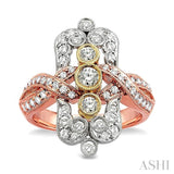 1.00 ctw Diamond Fashion Ring in 14K Tri Color Gold