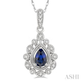 Pear Shape Gemstone & Diamond Pendant