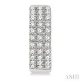 Three Row Diamond Petite Huggie Earrings