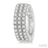 Three Row Diamond Petite Huggie Earrings