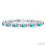 Oval Shape Silver Gemstone & Diamond Bracelet