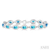 Oval Shape Silver Gemstone & Diamond Bracelet