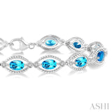 Oval Shape Silver Gemstone & Diamond Bracelet