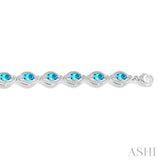 Oval Shape Silver Gemstone & Diamond Bracelet