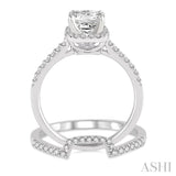 1 1/10 ctw Diamond Wedding Set with 7/8 ctw Princess Cut Engagement Ring and 1/5 ctw Wedding Band in 14K White Gold