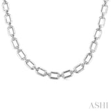 1/4 Ctw Bold Open Window Octagonal Shape D-Link Round Cut Diamond Paper Clip Necklace in Sterling Silver