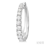 1 1/2 ctw Graduated Round Cut Diamond Fashion Hoop Earrings in 14K White Gold