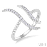 1/6 ctw Double Wave Round Cut Diamond Fashion Open Ring in 10K White Gold