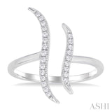 1/6 ctw Double Wave Round Cut Diamond Fashion Open Ring in 10K White Gold