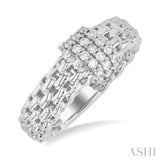 1/3 ctw Bold Chunky Cable Chain Inspired Round Cut Diamond Fashion Ring in 14K White Gold