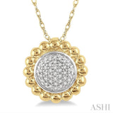 1/20 ctw Floral Round Cut Diamond Fashion Pendant in 10K Yellow Gold with chain