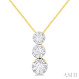1/4 ctw Lovebright 3 stone Essential Round Cut Diamond Pendant with Chain in 14K Yellow and White Gold