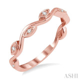 1/20 ctw Marquise Shape Round Cut Diamond Stackable Band in 14K Rose Gold